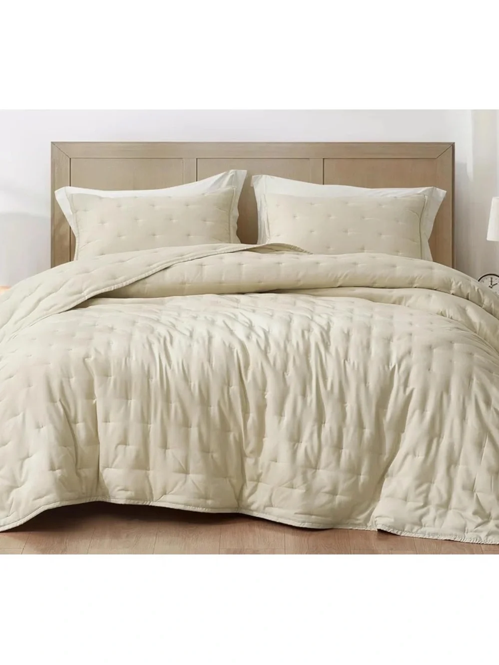 Luxury Cream Quilted 3 piece oversized king Set